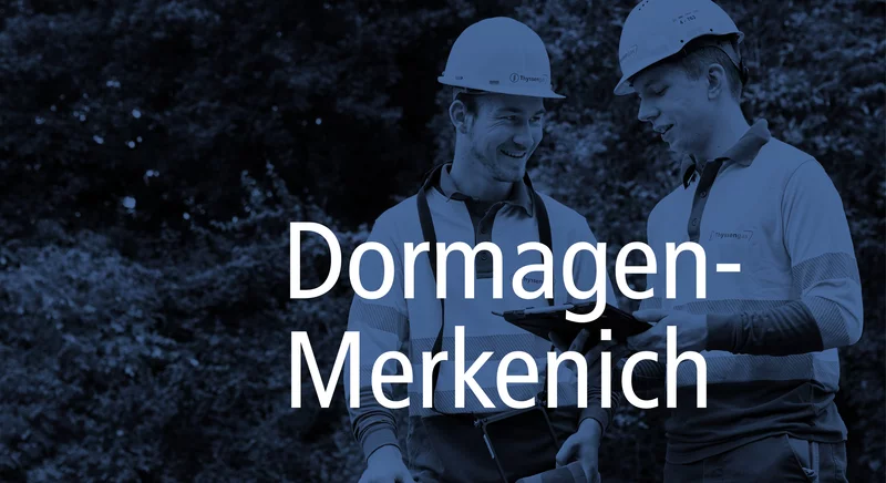 Teaser-Bild für das Wasserstoff-Projekt Dormagen-Merkenich mit zwei Thyssengas-Technikern.