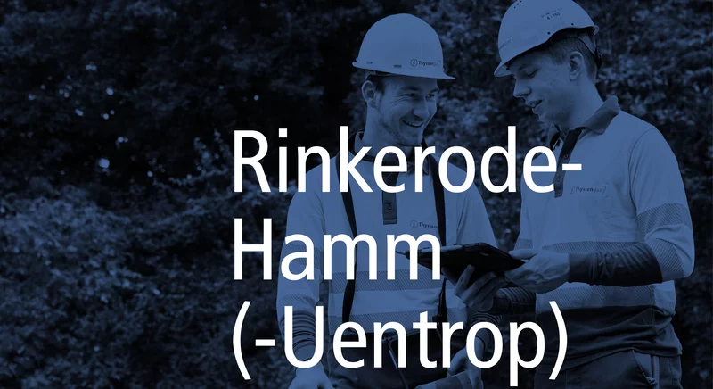 Teaser-Bild für das Wasserstoff-Projekt Rinkerode-Hamm (-Uentrop) mit zwei Thyssengas-Technikern.