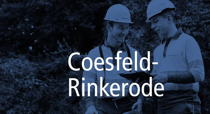 Teaser-Bild für das Wasserstoff-Projekt Coesfeld-Rinkerode mit zwei Thyssengas-Technikern.