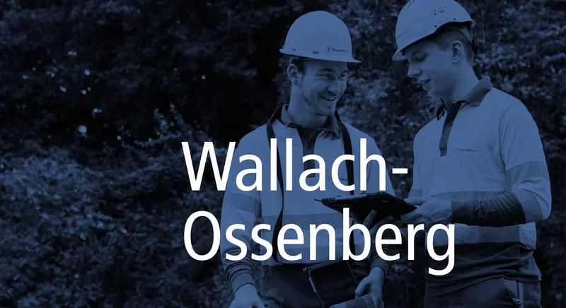 Teaser-Bild für das Wasserstoff-Projekt Wallach-Ossenberg mit zwei Thyssengas-Technikern.